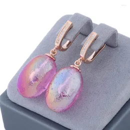 Dangle Earrings Trendy 585 Rose Gold Color Big Drop For Women Bridal Wedding Fashion Luxury Quality Jewelry