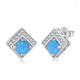 Boucles d'oreilles WPB S925 en argent Sterling femmes géométrique bleu opale femme brillant Zircon bijoux de luxe fille cadeau de vacances