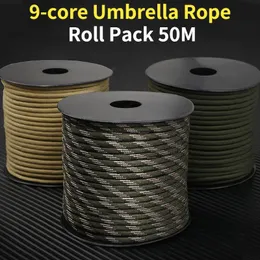Climbing Ropes 50M Roll Pack 4 MM 9-Cores Paracord for Survival Parachute Cord Lanyard Camping Climbing Camping Rope 230603