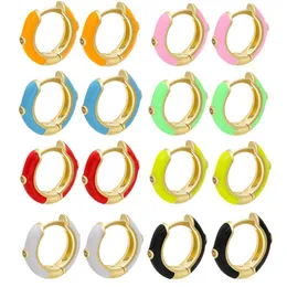 1 paio orecchini a cerchio piccoli donne smalto colorato mini orecchino neon cerchio rotondo gioielli Aretes Dainty Huggie bianco rosa rosso