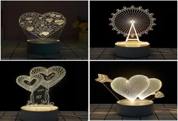 Valentines Day Gift 3D Lamp LED Night Light gadget Table Lamps Home Decor Bulb for lover Wife Gifts whole1390597