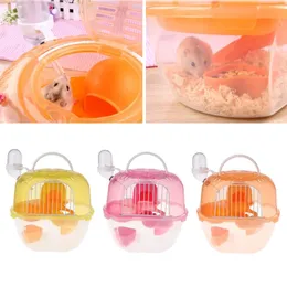 Gaiolas portátil hamster transportadora de viagem prático plástico gaiola durável hamster vivendo habitat casa