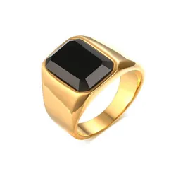 2019 Titanium Stainless Steel fashion Black and gold agate Rings for Men jewelry Couples Cubic Zirconia Wedding Rings Bague Femme1415178