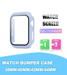 Colorful PC Silicone Hard Watch Case with Tempered Screen For Series 6 Full Protection Covers 38mm 40mm 42mm 44mm Watchband Access6025241