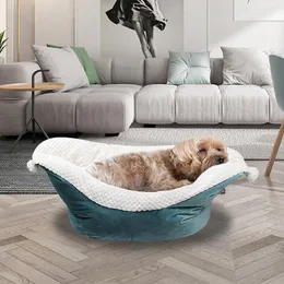 マットペットベッドキャットリッター犬犬小屋のぬいぐるみ丸いスリーピングベッドの取り外し可能なパッドペット犬小屋の取り外し可能で洗えるジッパー