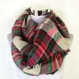 Cachecóis Moda Cobertor Xadrez Cachecol Aquecedor Pescoço Laço Acrílico Inverno Snood Tartan Feminino Infinito