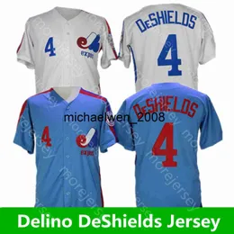 MI208 Montreal Expos 4 Delino Deshields Jersey White Blue All Sitched Extriced Size S-3XL