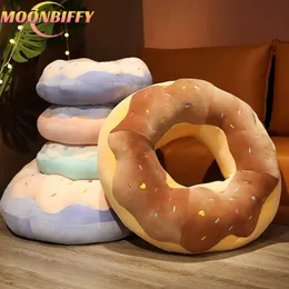 Plush Dolls 1pc 45cm Cute Donut Cushion Pillow Hollow Breathable Chair Sofa Pink Brown Seat Back Toy 230603