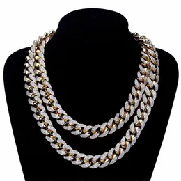 Men Women HipHop Miami Cuban Chain Necklaces Top Quality Copper Micro-inserts White Diamond Bling Bling Iced Out Jewelry 14MM 18&q203f