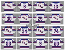 QQ88 9 TREVOR ZEGRAS TEAM USA HOCKEY JERSEY 13 COUE CAUFIELD 34 Auston Matthews Charlie McAvoy 9 Jack Eichel 88 Patrick Kane 30 Spencer Knight 74 TJ Oshie 8 Adam Fox 2014