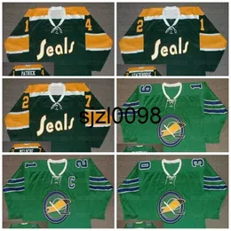 Sj98 Seals Maglia da hockey 14 CRAIG PATRICK 1972 19 BERT MARSHALL 1968 21 BOBBY BAUN 1967 RON STACKHOUSE 1970 27 GILLES MELOCHE 30 GARY