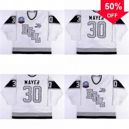 Mag Mit Custom Hull Olympiques Jerseys 30 Thierry Mayer Mens Womens Youth 100% Bordado personalizado qualquer nome qualquer número Vintage Ice Hockey Jerseys