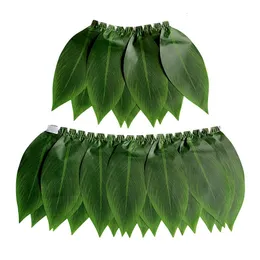 Andra evenemangsfest levererar halloween hula kjol hawaiian gröna blad elastiska dansare bär barn vuxen storlek 230603