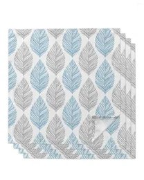 Столовая салфетка 4pcs Blue Grey Leaf Texture Leaves Square 50 см. Свадебные украшения Clate Kitchen Ужин для салфетки