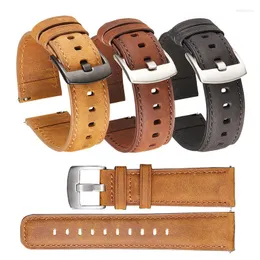 Titta på band Crazy Horse äkta läder Watchband Smart Quick Release Strap 20mm 22mm mjuka armband Tillbehör