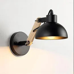 Wall Lamp Spot LED Nordic Bedside Iron Wood Lights Practical Adjustable Reading Study Lighting Home Decors