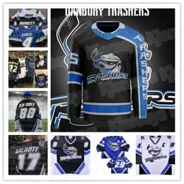 C2604 Danbury Thrashers Mike Bayrack Scott Stirling Brent Gretzky Hockey Jersey 17 GALANTE 32 Luke Sellars Bordado Costurado Personalize qualquer