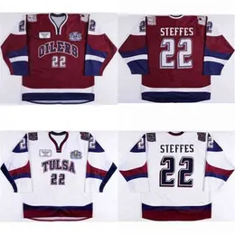 C2604 Thr Tulsa Oilers Jerseys 22 Gary Steffes White 100% Embroidery cusotm any name any number Mens Womens Youth Hockey Jersey