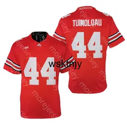 WSK NCAAカレッジオハイオ州立バックアイズフットボールジャージJ.T. Tuimoloau Red Size S-3XLすべてのステッチされた刺繍