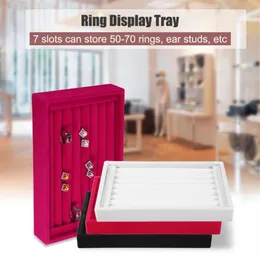 Portable Velvet Jewelry Ring Earring Insert Display Cufflinks Organizer Box Wooden Flat Stackable Tray Holder Storage Showcase C192102