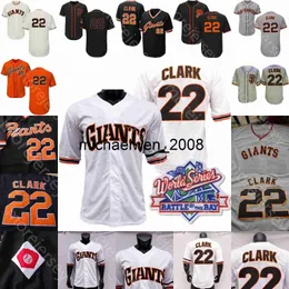 MI208 22 Will Clark Jersey 1989 WS Patch Coopers-Town Gray Pinstripe Cream Black Cream White Orange Home Awal All Titched Men Size M-3XL