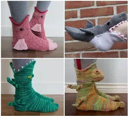 Christmas socks party supplies shark chameleon crocodile knit socks cute unisex winter warm floor thickened New Year gifts2640192