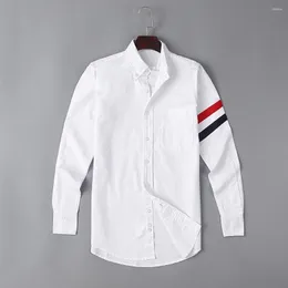 Men's Casual Shirts 2023 Men Oxford Classic Stripe Fashion Cotton Shirt High Quality Pocket Long-sleeves Top M 2XL #G71