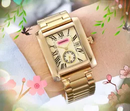 نصف إبر مربع روماني روماني Watch Women Men Japen Quartz chronograph Movement Top Brand Hardlex Glass Auto Date Wristwatch Relogio Maschulino