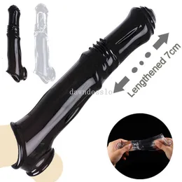 Brinquedo sexual massageador brinquedo massageador pênis extensor manga brinquedos para homens ampliação reutilizável atraso ejaculação galo anel produtos