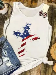 Kadın Tankları Kadın Tank Top Yaz Amerikan Bayrağı Çapraz Hıristiyan İnanç Vatansever Gömlek ABD Kolsuz T-Shirt 4 Temmuz Tee Tops