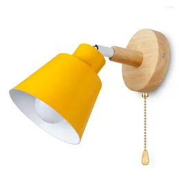 Wall Lamps Wooden Lamp Switch Lights Bedside Light Sconce For Kitchen Restaurant Modern Nordic Macaroon Sconces