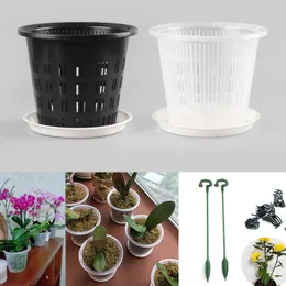 Vases 5pcs mesh flower pot net Clear Plastic Orchid planter flowerpots tray Root Breathable Growth Container Slots wall hanging cup 230603