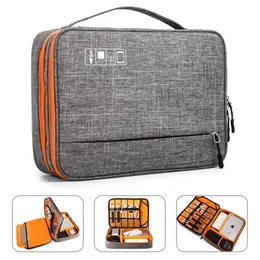 Borse Accessori elettronici a doppio strato Borsa da gioco Stanza separata Strisce staccabili Custodia organizer portatile per dischi rigidi iPad Cavi