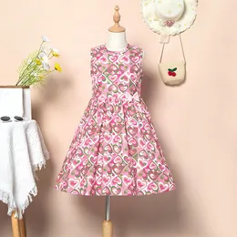 Girl Dresses Big Kids Girls Collision Color Love Print Sleeveless Round Neck Dress Princess Party Bloomers Tee Shirt With Pocket