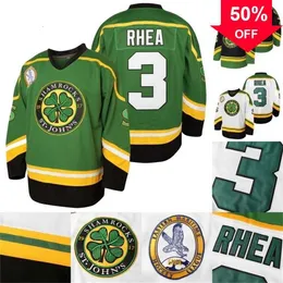 Camisa de hóquei Mag Mit Mens #3 Ross Rhea St. John'S Shamrocks 100% costurada com patch EMHL S-XXXG