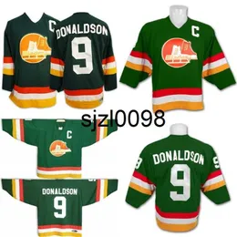 Sj98 9 Barclay DONALDSON BroomCounty BLADES Slapshot Movie Hockey Jerseys Com Captain C Patch Shirt Green Men Women Youth Double Stitched