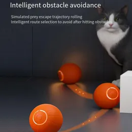 Toys Interactive Glowing Cat Toys Toys Automatic Rolling Electric Cat Toys per gatti che allenano i giocattoli da gattino automobilistici per il gioco interno