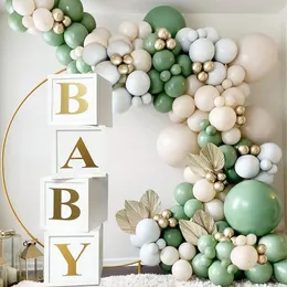 Andra evenemangsfest levererar vita guld baby shower box ballong lådor block för pojkar flickor dekorationer kön avslöjar födelsedag 230603