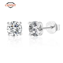 CANNER 1 Carat D Color Moissanite Piercing Orecchini per le donne Gioielli da sposa scintillanti in argento sterling 925 di alta qualità