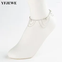 Anklets YFJEWE Women Charm Silver Plated Bead For Ankle Bracelet Chain Crystal Foot Jewelry A022