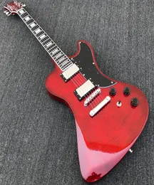 High Quality Block Inlay Transparent Red Mahogany Electric Guitar 6 strings solid body sells4607606