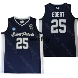 Wsk Custom Saint Peter's Peters Peacocks Camisa de Basquete NCAA College Doug Edert Tamanho Jovem Adulto Mulheres Marinho