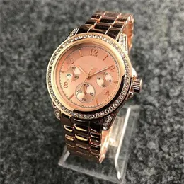 New 34 mm Fashion crystal inlay Clock dial Stainless steel Watchband Quartz Watches Women's business casual party dinner exqu265V