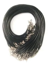 Cheap Black Wax Leather Snake Necklace Beading Cord String Rope Wire 45cm Extender Chain with Lobster Clasp DIY jewelry component4516697