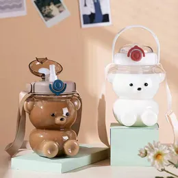 Water Bottles Cute Bear Bottle Outdoor Large-capacity High-value Girl Cup Portable Children's Straw Summer Kettle