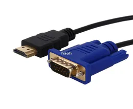 Premium Version 6ft 18M Gold HDTV HDMI to VGA Male HD15 Video Adapter Cable Cord For HDTV PC Laptop HDMI Kabel Cab5536580