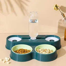 Suprimentos 4in1 Pet Bowl Pet Automatic Water Dispenser Bebendo Recipiente alimentador Antivesturning Double Bowls Pet Product for Dog Cat