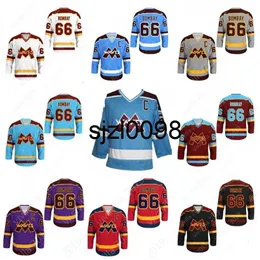 SJ98 CUTOM GORDON BOMBAY＃66 Waves Mighty Ducks Movie Jersey New Stitch Any Size Any Size College Hockey Jerseys