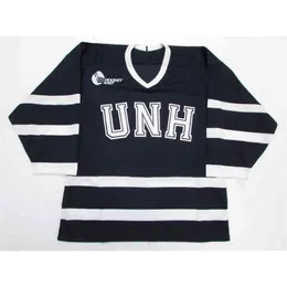 C2604 Vintage custom 23 Jeff St. Laurent University UNH HOCKEY OF HAMPSHIRE WILDCATS JERSEY Blauwe truien