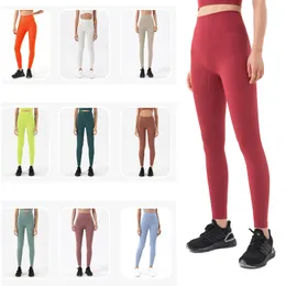 LL Yoga Leggings открытая спортивная одежда фитнес -брюки дизайнерские брюки женщины с высокой талией и подъемом бедра